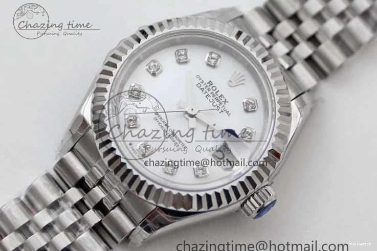 Dial SS 1:1 Diamonds 28 Silver Markers DateJust Bracelet 904L Edition Lady Best on NH05 Steel TWF President 0206